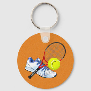 Tennis Shoe Ball And Racket With Your Custom Text Schlüsselanhänger