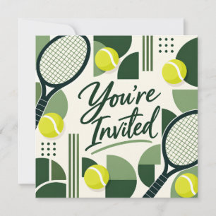 Tennis Sie Sind Eingeladen Geometrische Einladung