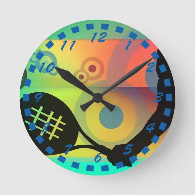 Tennis Silhouette artwork design Runde Wanduhr (Vorderseite)