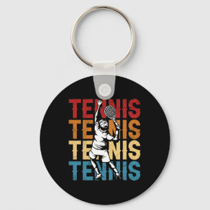 Tennis Silhouette Retro Colors Vintage Player Schlüsselanhänger