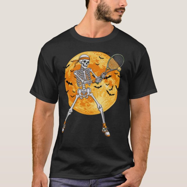 Tennis Skeleton Costume Funny Halloween Tennis  T-Shirt (Vorderseite)