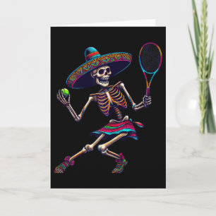 Tennis Skelett Mexikanischer Sombrero Cinco De May Karte