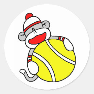 Tennis Sock Monkey Runder Aufkleber