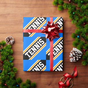 TENNIS Spaß Sportlich Helles Blau Schwarze Rennstr Geschenkpapier