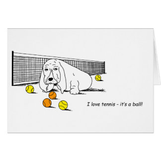 Tennis spielen Basset Hound Grußkarte