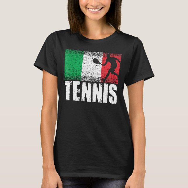 Tennis Sport Italien Flag Italienischer Tennisspie T-Shirt (Vorderseite)