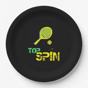 Tennis Sport Pop Kunst, Grün & Gelb Racket & Ball Pappteller
