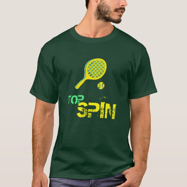 Tennis Sport Pop Kunst, Grün & Gelb Racket & Ball T-Shirt (Vorderseite)