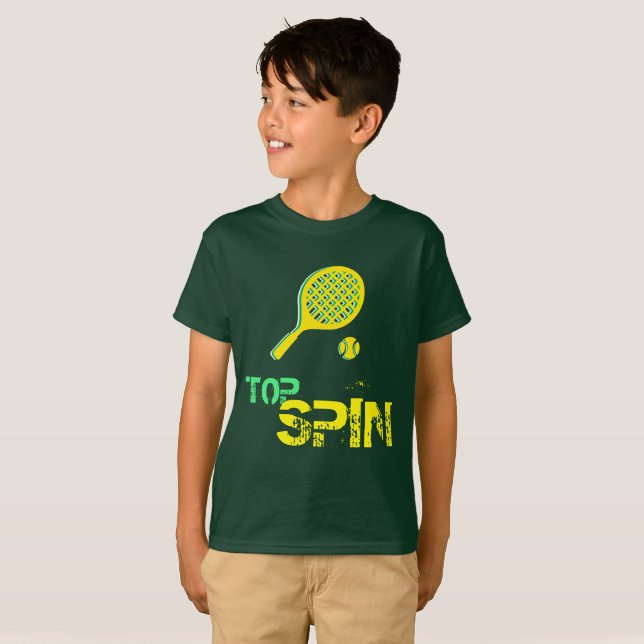 Tennis Sport Pop Kunst, Grün & Gelb Racket & Ball T-Shirt (Vorne ganz)