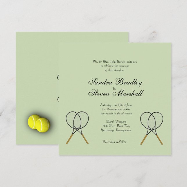 Tennis Sport Thema Hochzeit Einladungen (Vorne/Hinten)