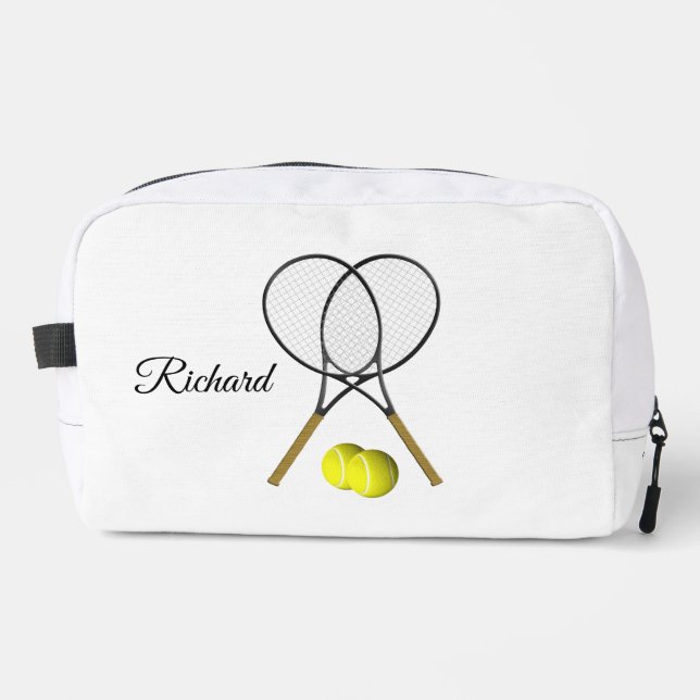 Tennis Sport Thema Name Waschbeutel (Vorderseite)