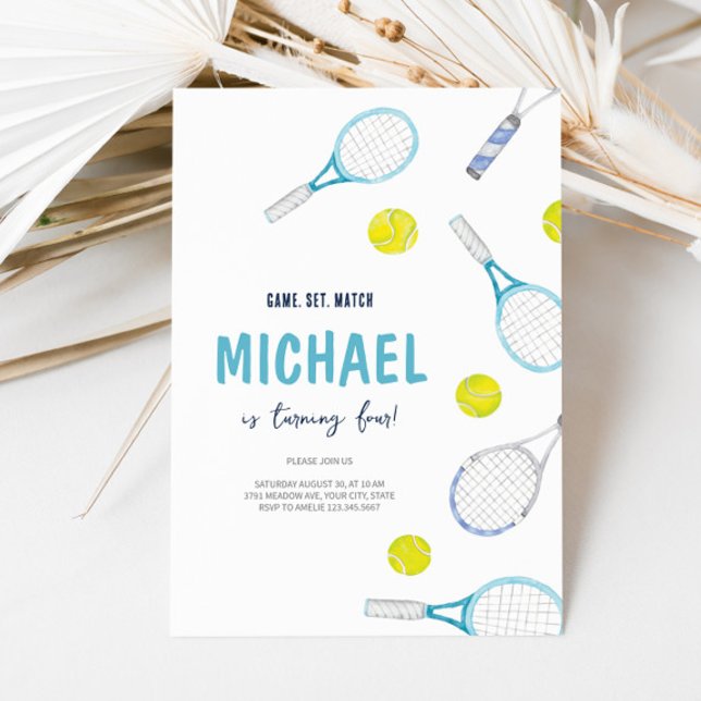 Tennis Sport Thème Anniversaire Invitation (Créateur téléchargé)