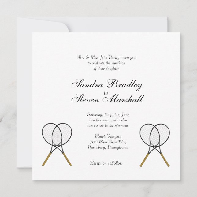 Tennis Sport Thème Mariage Invitations (Devant)