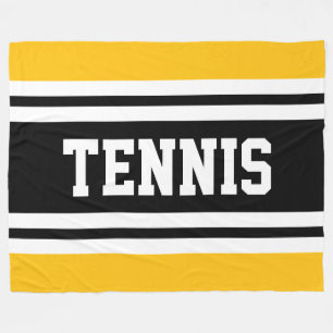 TENNIS Sportlich Gelb Schwarz Weiß Rennstreifen Fleecedecke