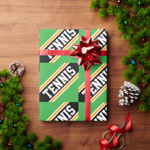 TENNIS Sportlich Helles Grün Schwarz Orange Streif Geschenkpapier