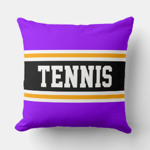 TENNIS Sportlich Helles Lila Schwarz Orange Streif Kissen