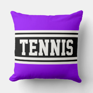 TENNIS Sportlich Helles Lila Schwarze Rennstreifen Kissen