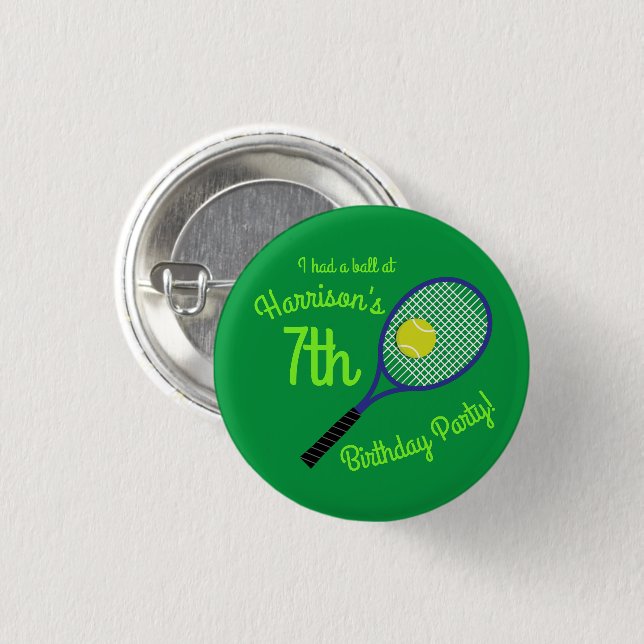 Tennis Sports Geburtstagsparty Button (Vorne & Hinten)