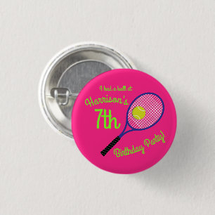 Tennis Sports Geburtstagsparty Pink Button