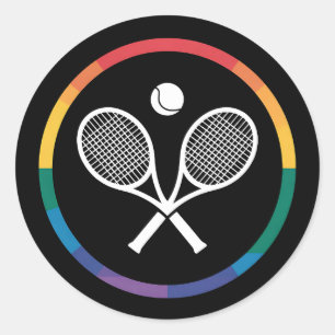 Tennis Sports Rainbow LGBTQ Gay Pride Albergo Runder Aufkleber