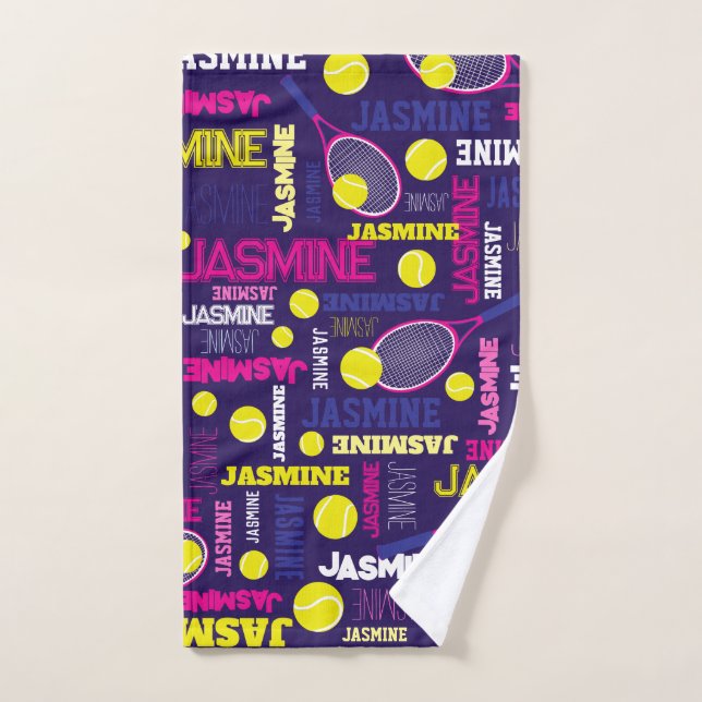 Tennis sports rose blanc bleu jaune (Serviette à main)