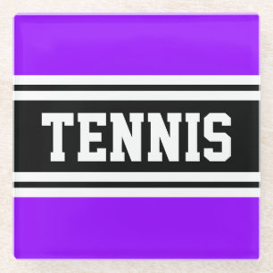 TENNIS Sporty Bright Lila Black Racing Streifen Glasuntersetzer