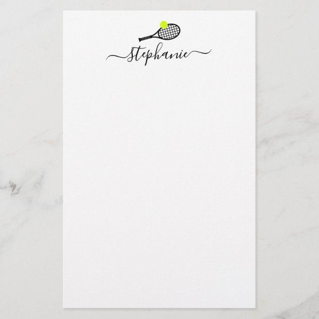 Tennis Stationery Paper Script Personalisierter Na Briefpapier (Vorderseite)
