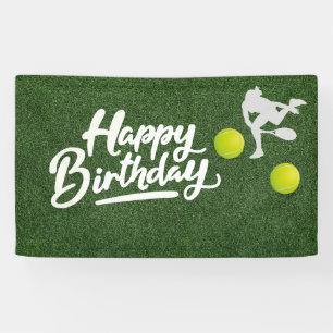 Tennis sur l'herbe verte Bonne bannière d'annivers