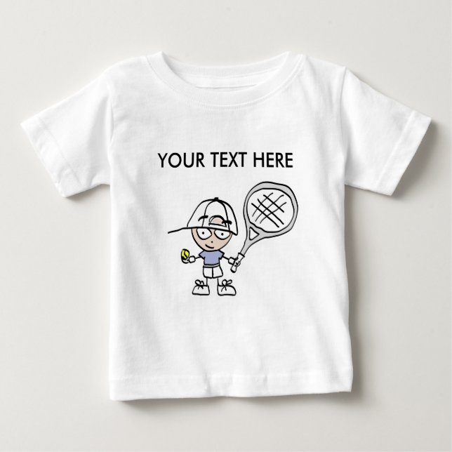 Tennis T Shirt mit personalisierbarem Cartoon (Vorderseite)