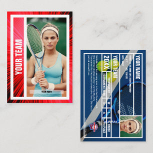 Tennis Team Trading Card - Red Rays Telefonnummerkarte