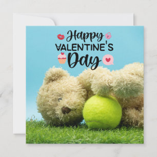 Tennis Teddy Bär Happy Valentine's Day to player Karte
