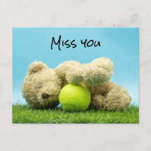 Tennis Teddy Bär Spieler hält Ball Miss You Lover