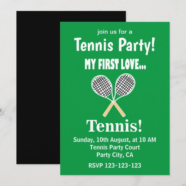 Tennis-Tennis-Party Einladung (Vorne/Hinten)