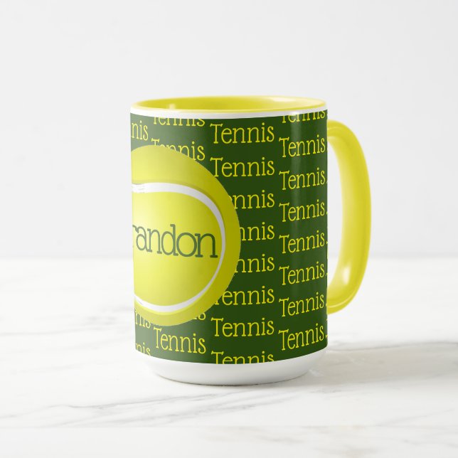 Tennis Text Design Kaffee Tasse (VorderseiteRechts)