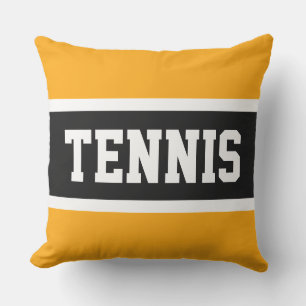 TENNIS Text Leichtathletisch Hellgelbe schwarze St Kissen