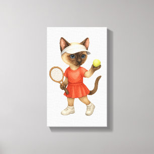 Tennis-Thema für Katzenliebhaber Leinwanddruck
