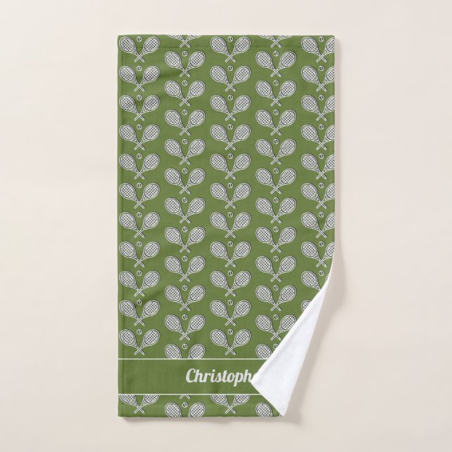 Tennis Thema Mit Monogramm Name Tennis Ball Handtuch (Handtuch)