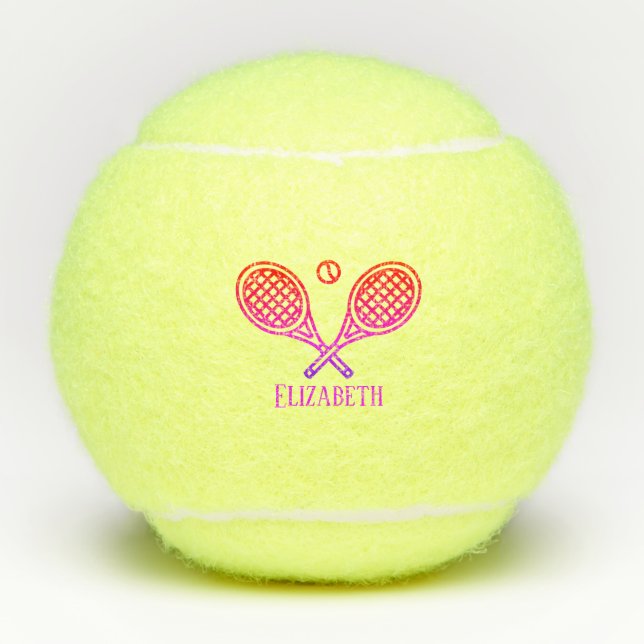 Tennis Thema Mit Monogramm Name Tennis Balls Tennisbälle (Vorderseite)