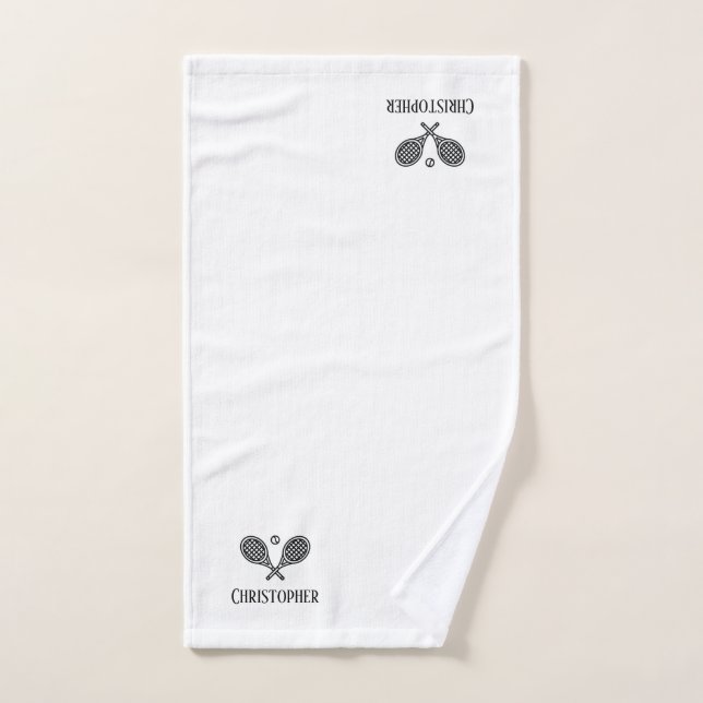 Tennis-Thema Mit Monogramm Name Tennisplätze Hand  Handtuch (Handtuch)