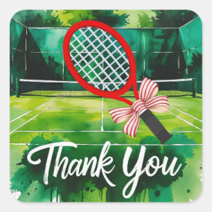 Tennis thematisiert danke für Weihnachtsgeschenk Quadratischer Aufkleber
