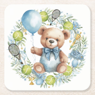 Tennis thematisiert Kinderdusche für Baby Boy Part Rechteckiger Pappuntersetzer