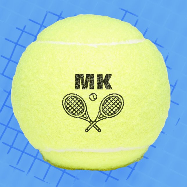 Tennis Theme Big Bold Mit Monogramm Tennisbälle (Custom Personalized Tennis Ball With Monogram Letters. Perfect for single or doubles players. )