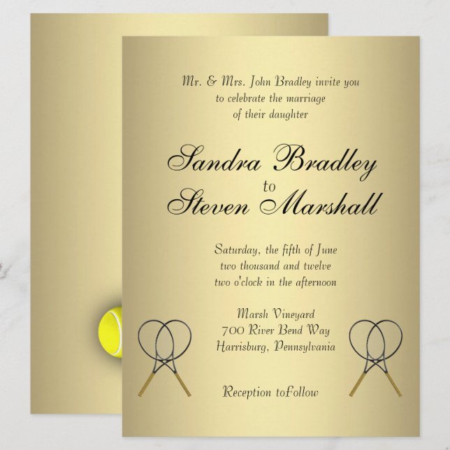 Tennis Thème Mariage Invitations (Devant / Derrière)