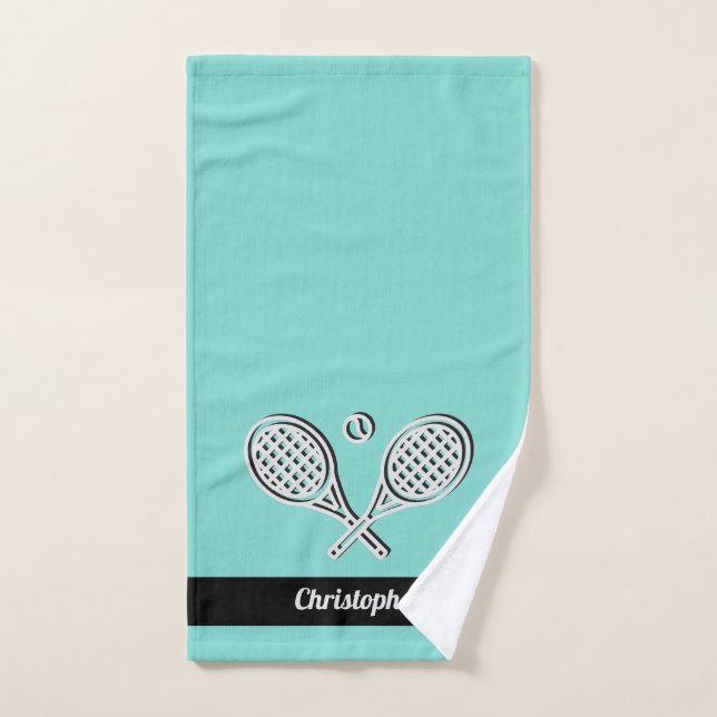 Tennis Theme Mit Monogramm Name Tennis Ball Handtuch (Handtuch)