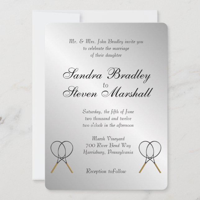 Tennis Thème Sports Mariage Invitations (Devant)