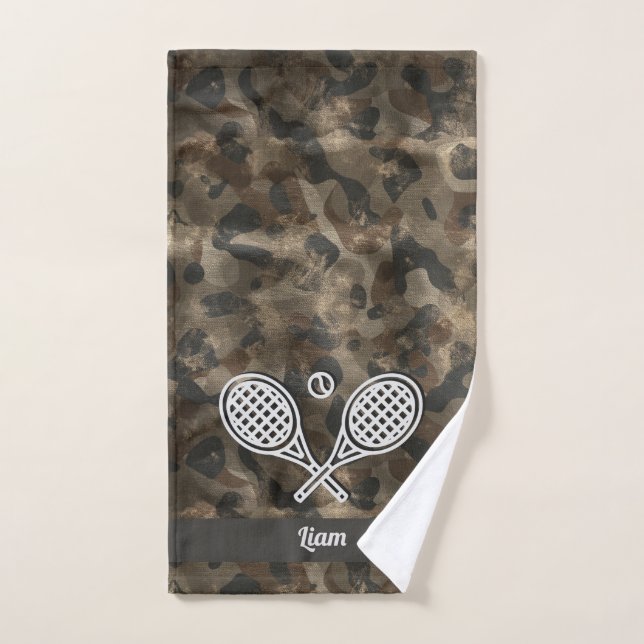 Tennis Themenwelt Camouflage Mit Monogramm Name Te Handtuch (Handtuch)