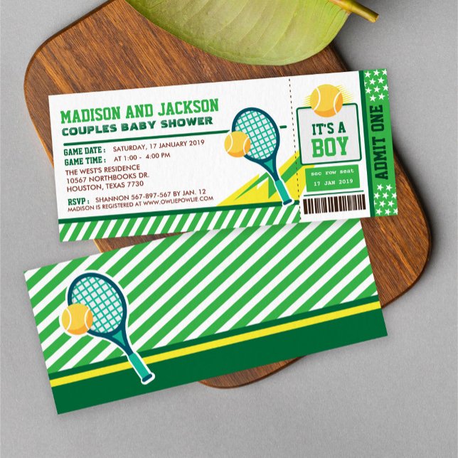 Tennis Ticket Pass Paare Kinderdusche Einladung (Von Creator hochgeladen)