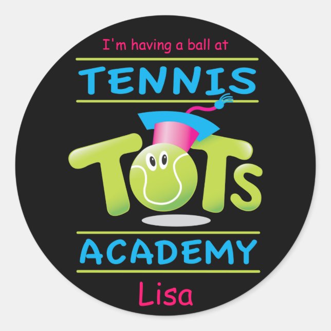 Tennis Tots Academy Runder Aufkleber (Vorderseite)