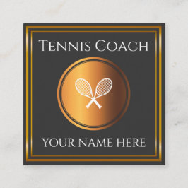 Tennis Trainer Lehrer Goldener Minimaler Sport Quadratische Visitenkarte