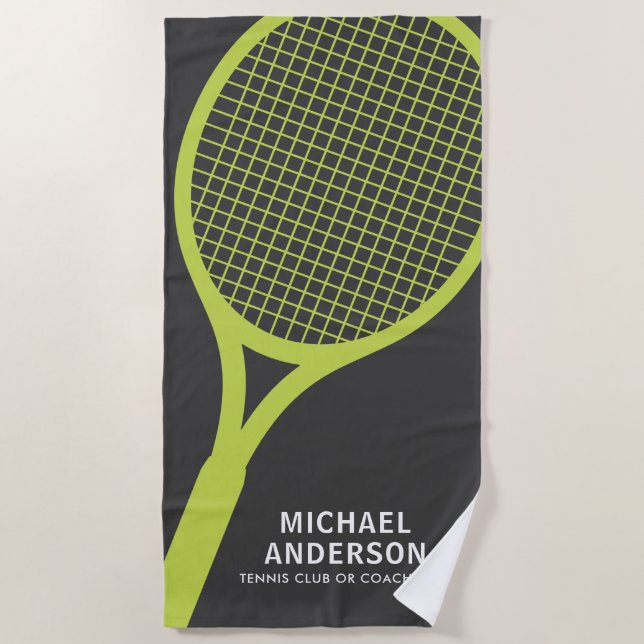 Tennis-Trainer-Racing personalisierter Namensclub Strandtuch (Vorderseite)